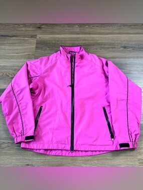 FootJoy Jacket Womens Medium Pink DryJoys Golf Rain Windproof Waterproof Zip Up